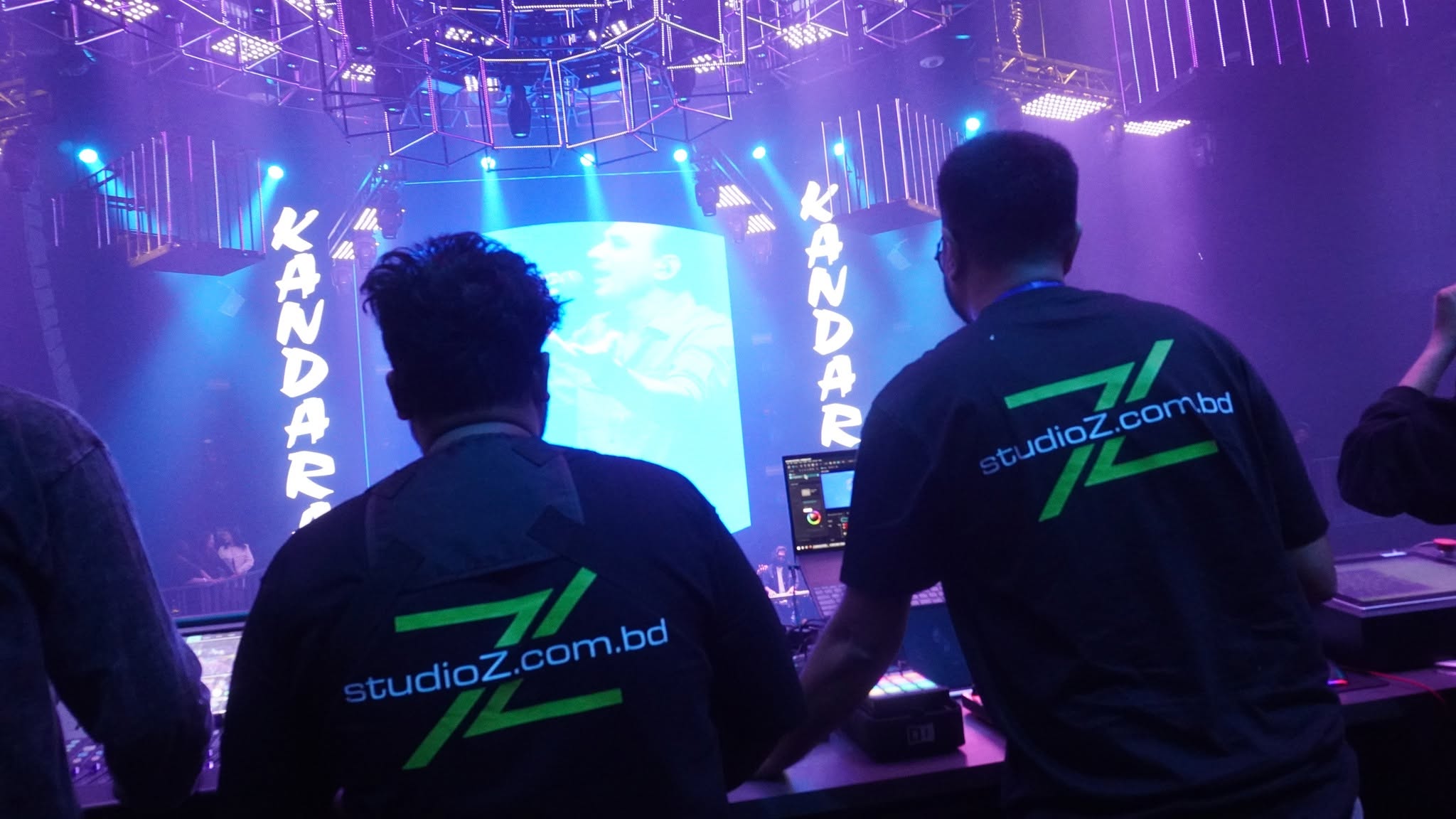 Studio Z technical team working at the control panel during a Kandara live production